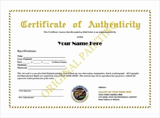 Certificate Of Authenticity Wording Awesome Certificate Authenticity Templates Word Excel Samples