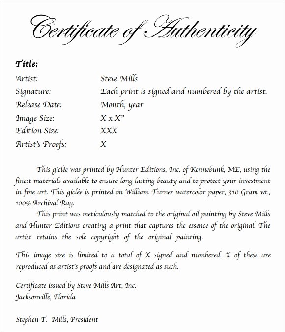 Certificate Of Authenticity Wording Fresh 45 Sample Certificate Of Authenticity Templates In Pdf