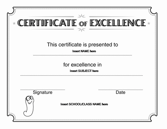 Certificate Of Excellence Template Word Awesome Excellence Certificate Pdf School Certificate Templates