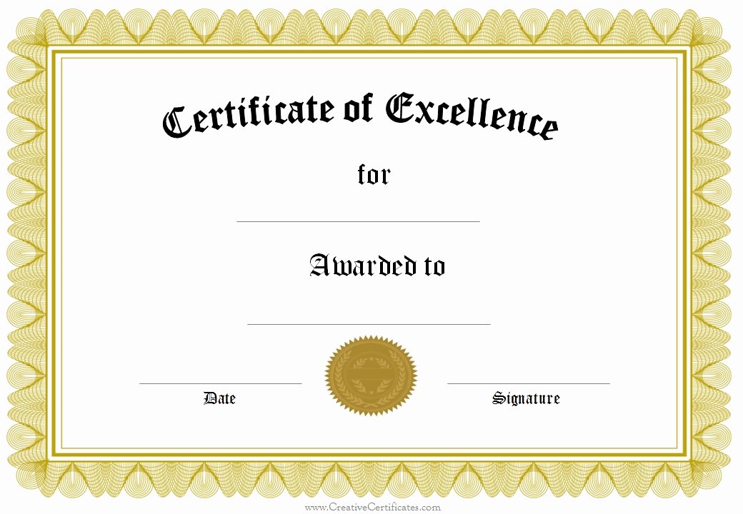 Certificate Of Excellence Template Word Beautiful 43 formal and Informal Editable Certificate Template