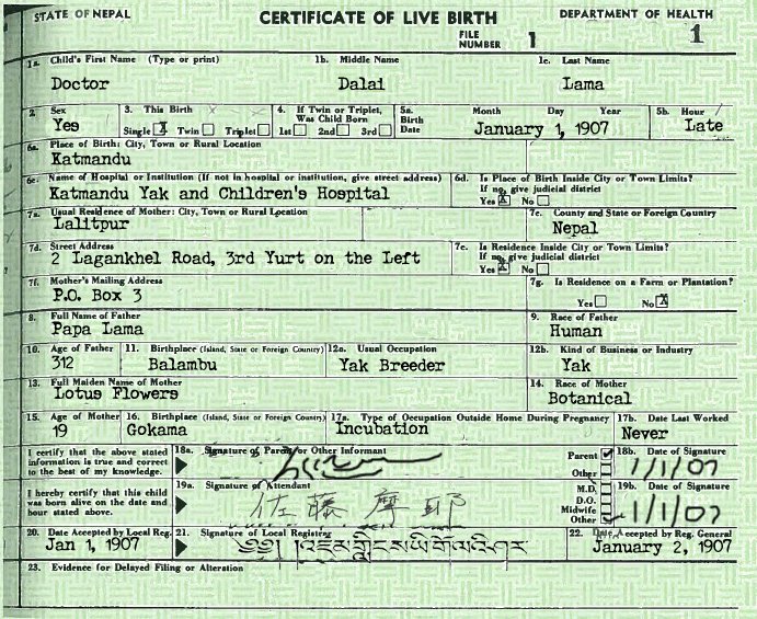 Certificate Of Live Birth Template New Dalai’s Birth Certificate