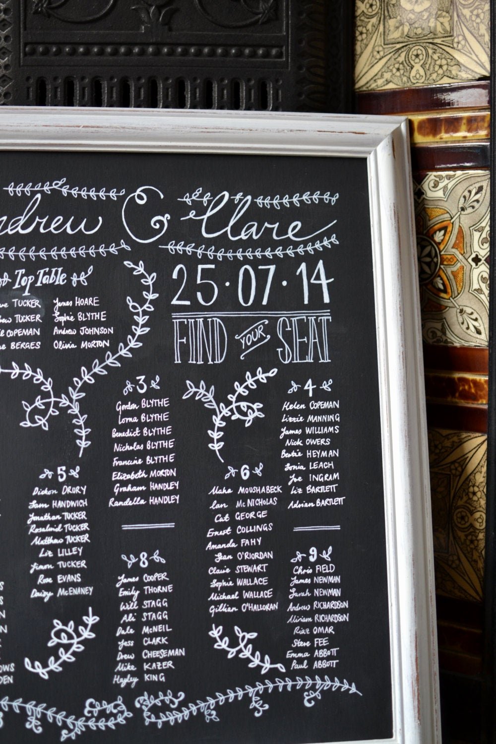 Chalkboard Wedding Seating Chart Elegant Framed Chalkboard Wedding Table Seating by