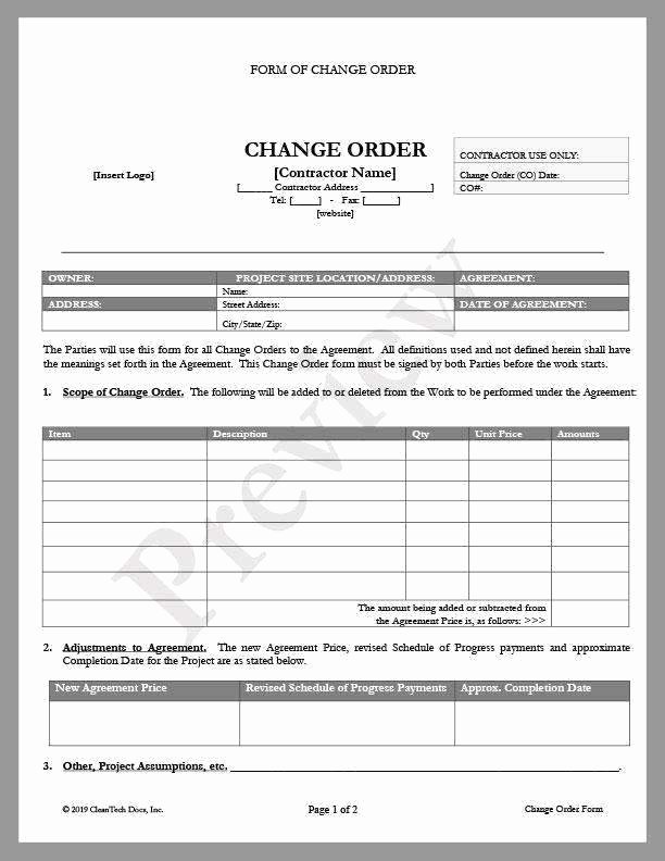 Change order form Awesome Change order form