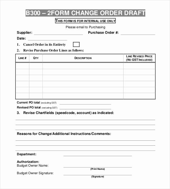 Change order form Fresh Change order form