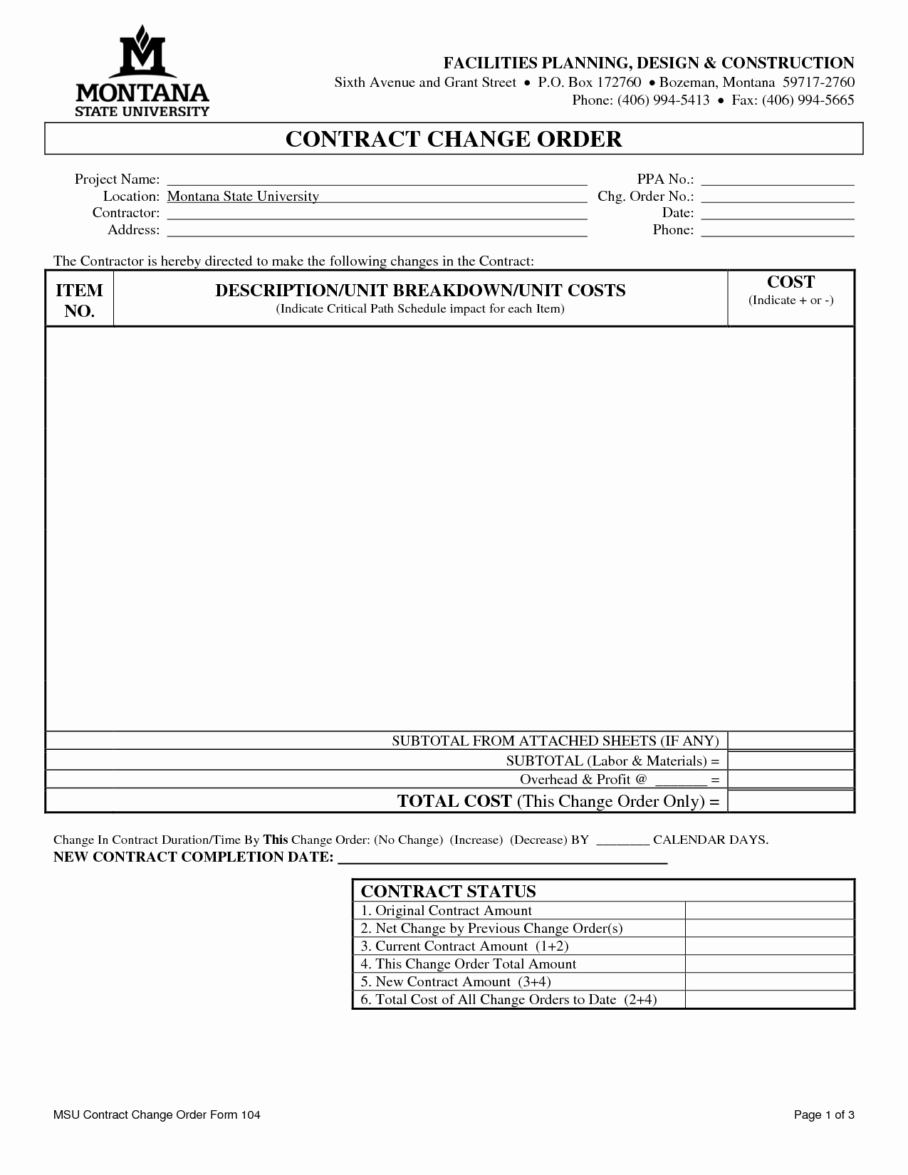 Change order form Inspirational Free Construction Change order form Pdf by Ckm