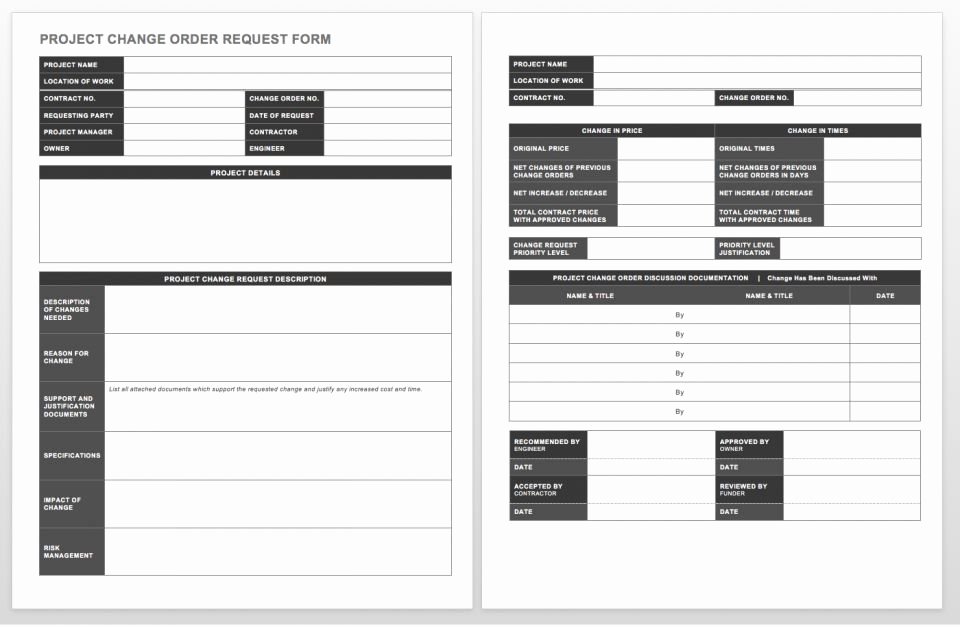 Change order form Unique Plete Collection Of Free Change order forms