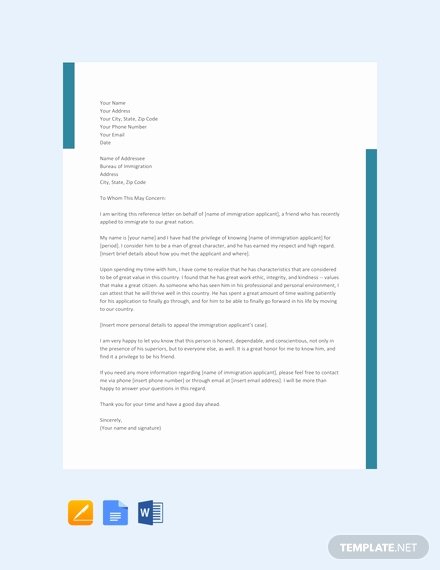 Character Reference Letter for Immigration Fresh Free Character Reference Letter for Immigration Template