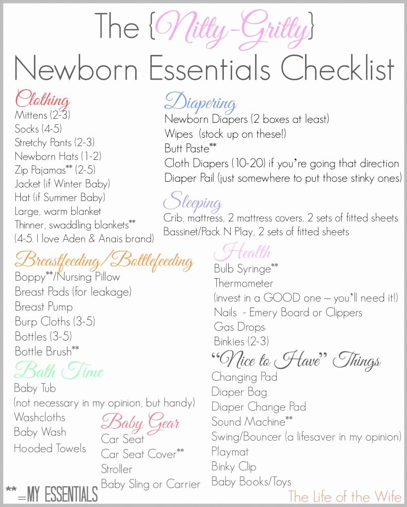 Checklist for New Baby Awesome the Life Of the Wife Newborn Essentials Checklist