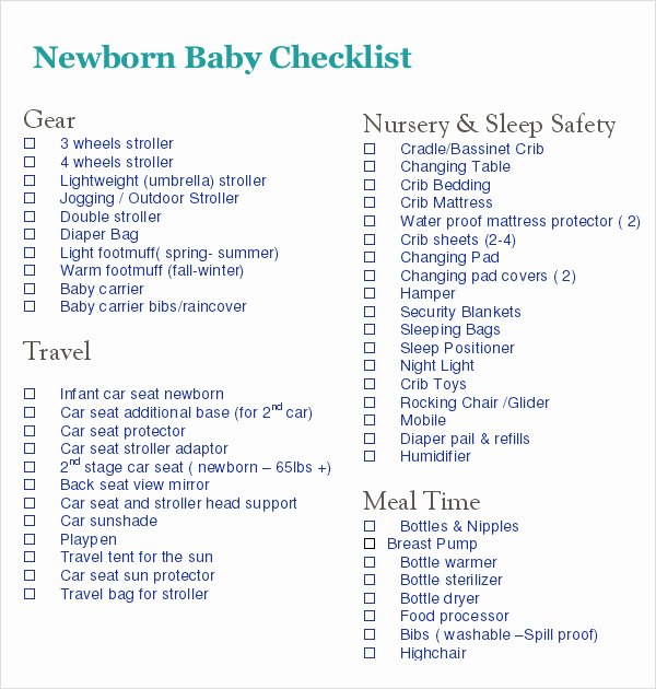 Checklist for New Baby Unique Free 9 Newborn Checklist Samples In Google Docs