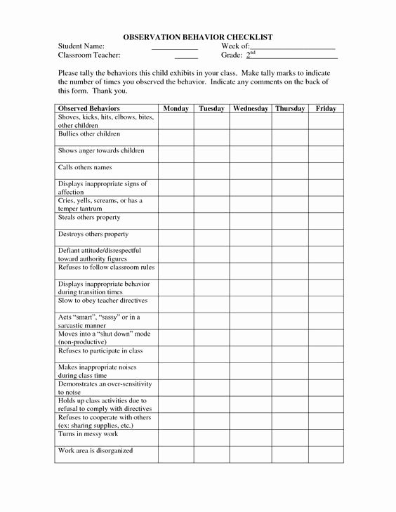 Child Behavior Checklist Scoring Free Fresh Good and Prehensive Checklist for Teachers to Create A
