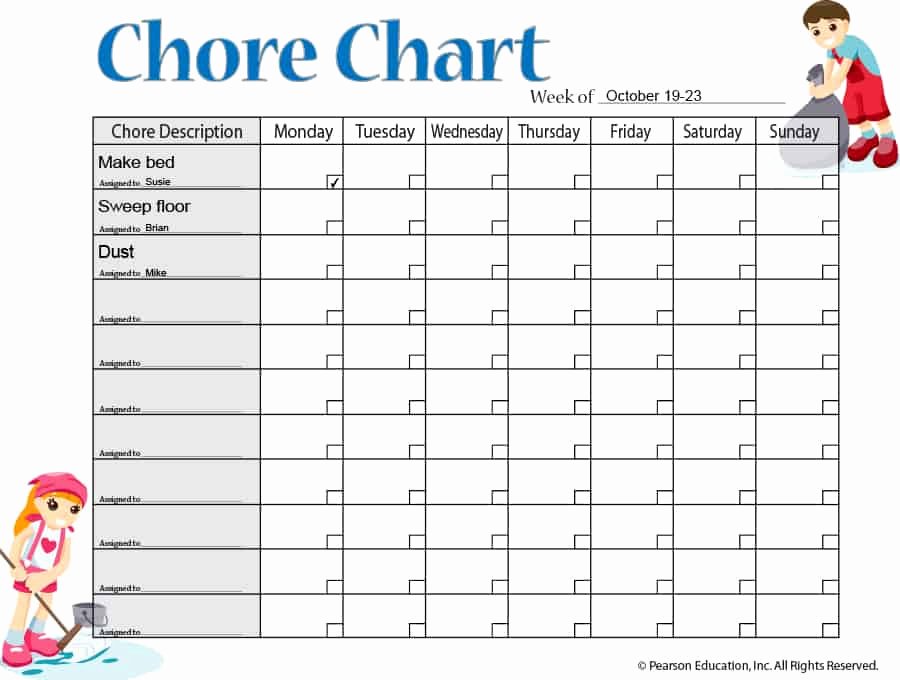 Children Chore Chart Template Awesome 43 Free Chore Chart Templates for Kids Template Lab