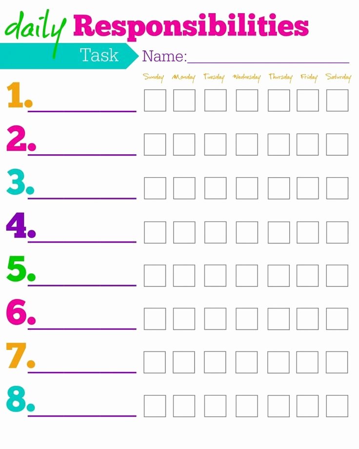 Children Chore Chart Template Inspirational Daily Responsibilities Chart for Kids Free Printable to