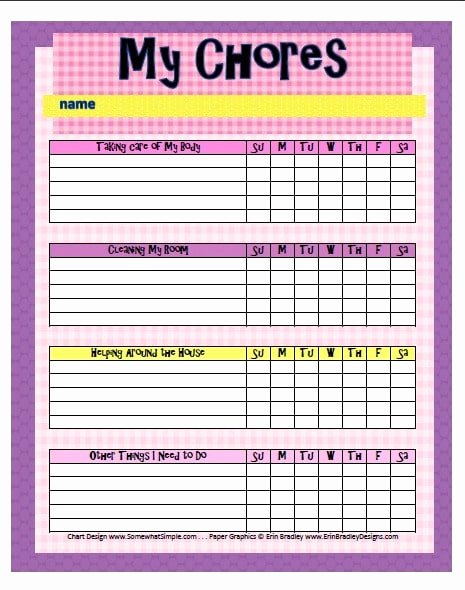 Children Chore Chart Template Lovely Free Printable Chore Charts for Kids