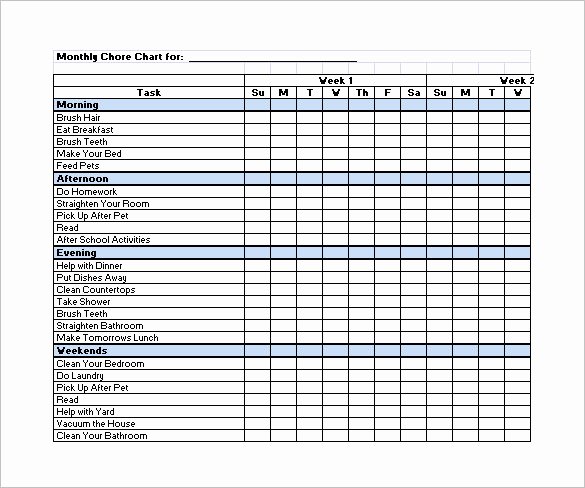 Chore Calendar for Family Best Of Family Chore Chart Template – 13 Free Sample Example