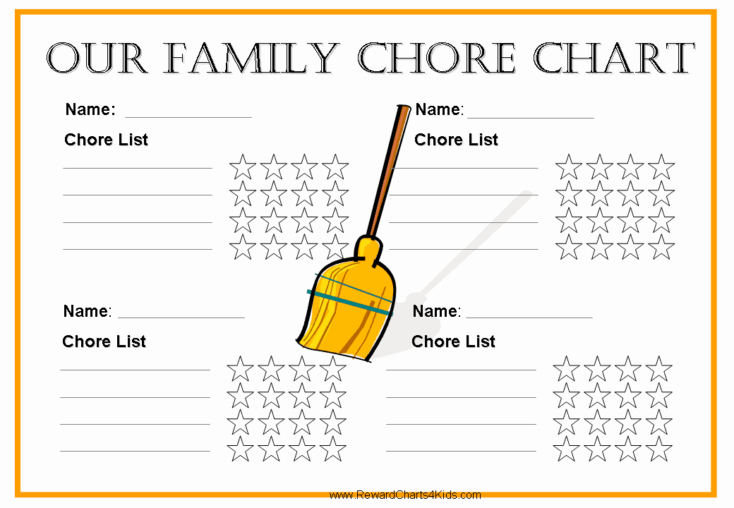 Chore Calendar for Family New Free Family Chore Chart