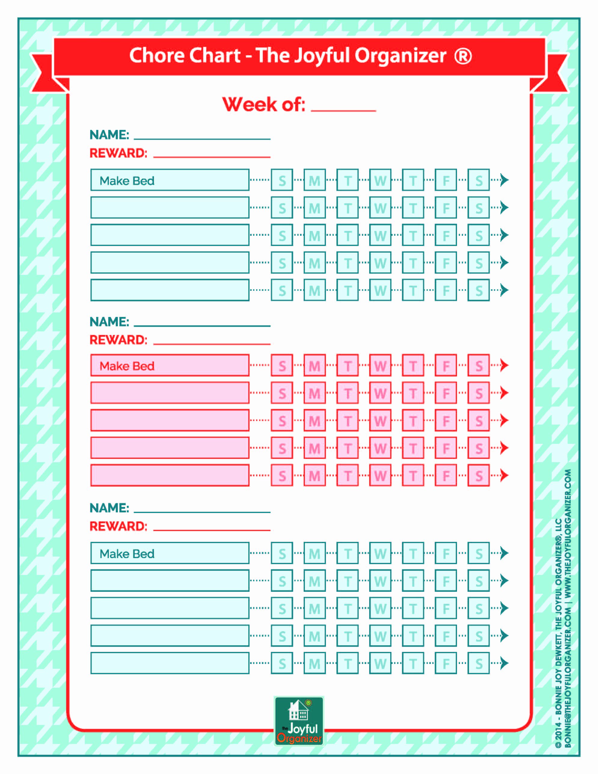 Chore Chart for Multiple Kids Beautiful Printable Chore Chart Multiple Kids the Joyful organizer