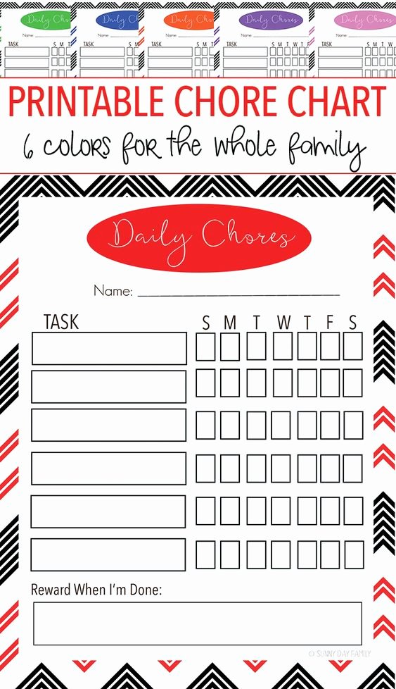 Chore Charts for Adults Inspirational Free Printable Family Chore Chart Set with 6 Colors