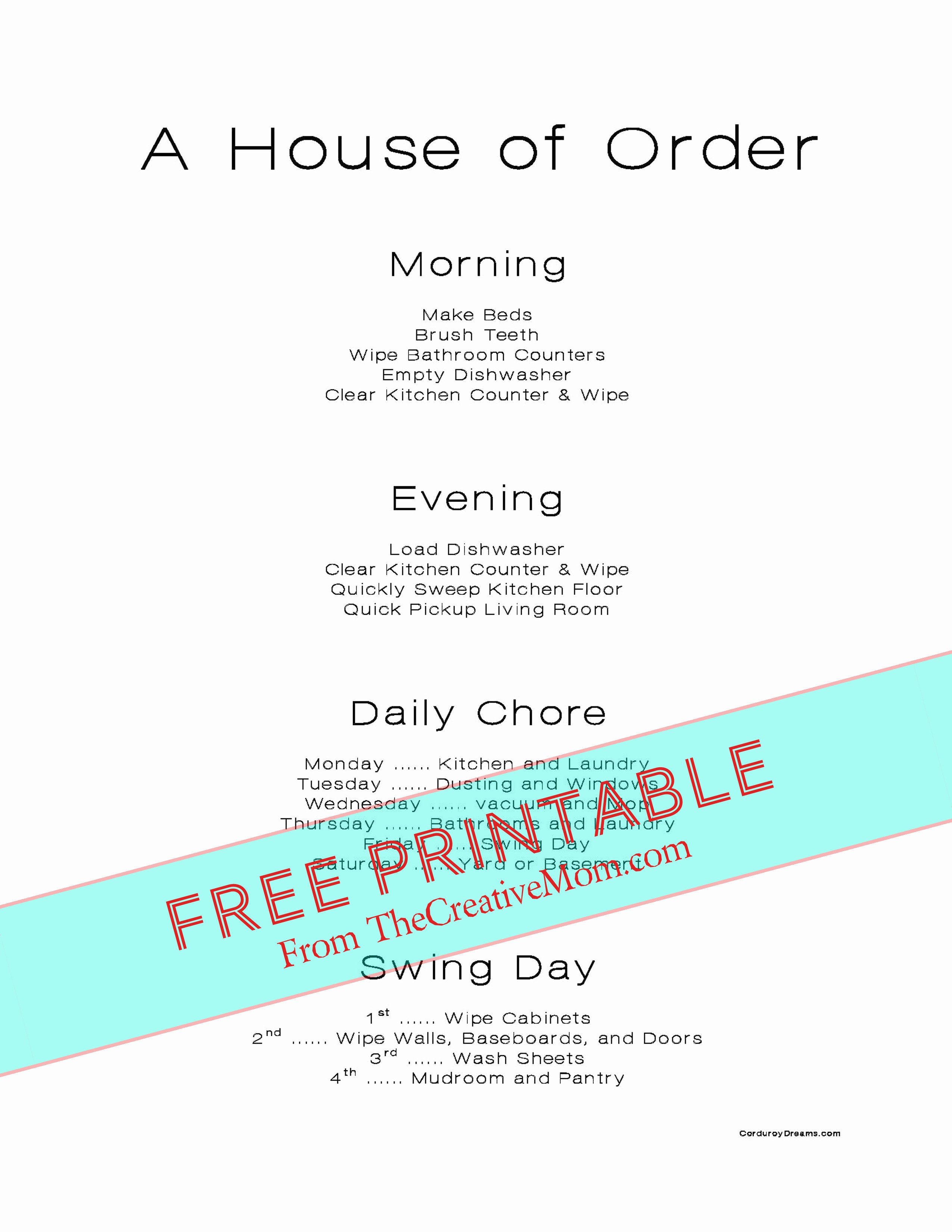 Chore Charts for Adults Lovely Printables Archives Page 2 Of 3 the Creative Mom
