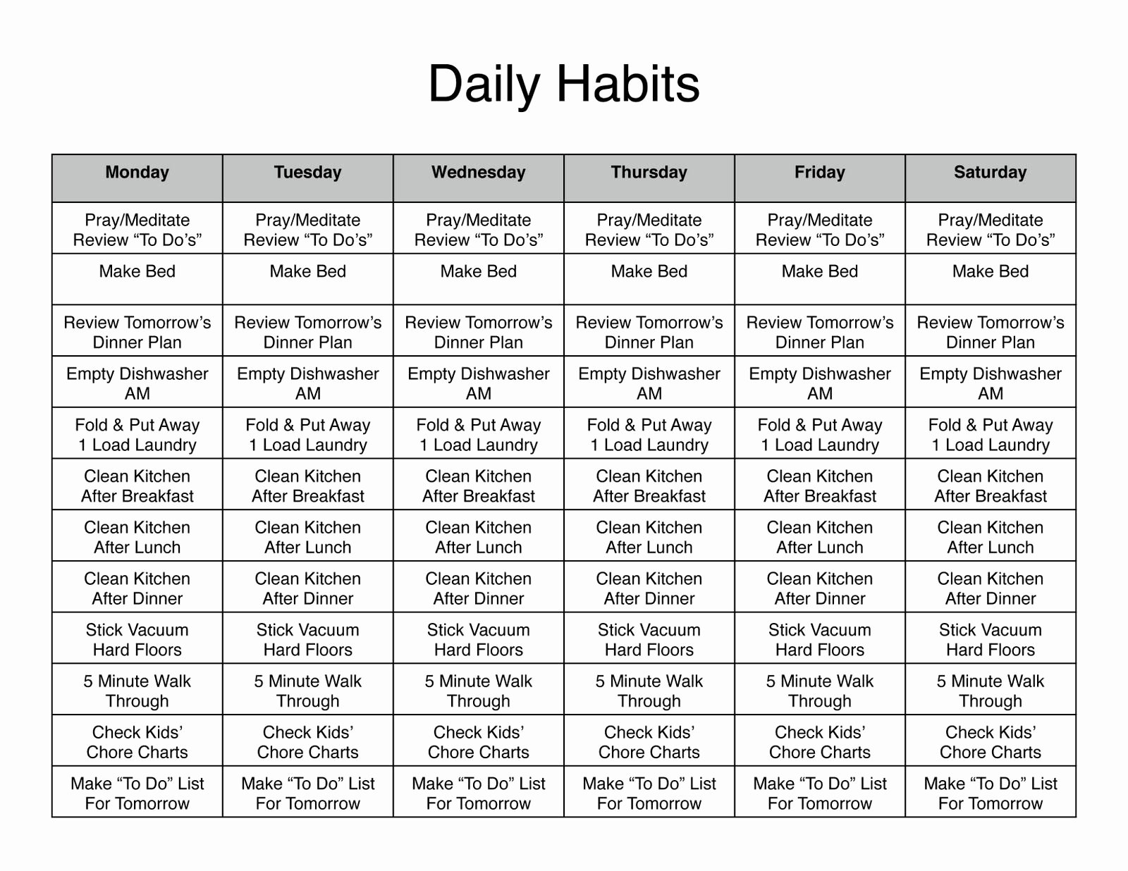 Chore Charts for Adults Luxury Monthly Chore Chart for Adults Google Search …