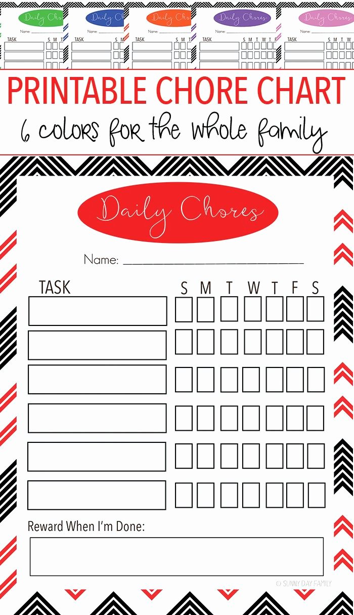 Chore Charts for Family Best Of Free Printable Family Chore Chart Set with 6 Colors