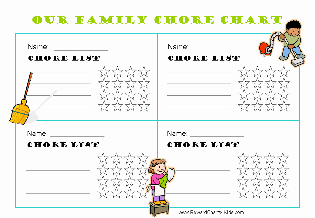 Chore Charts for Family Fresh Free Family Chore Chart