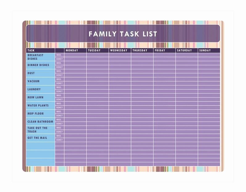 Chore Charts for Family Inspirational Downloadable Family Chore Chart Template