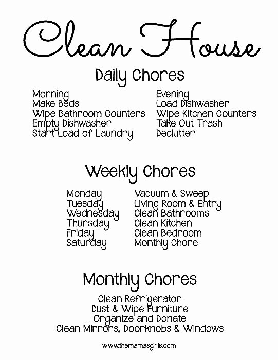 Chore List for Adults Beautiful Free Printable Chore Schedule