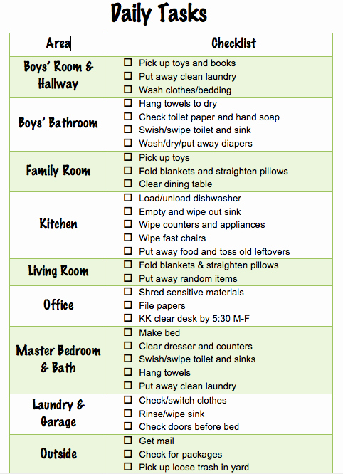 Chore List for Adults Luxury Daily Chore Checklist for Family Of Four