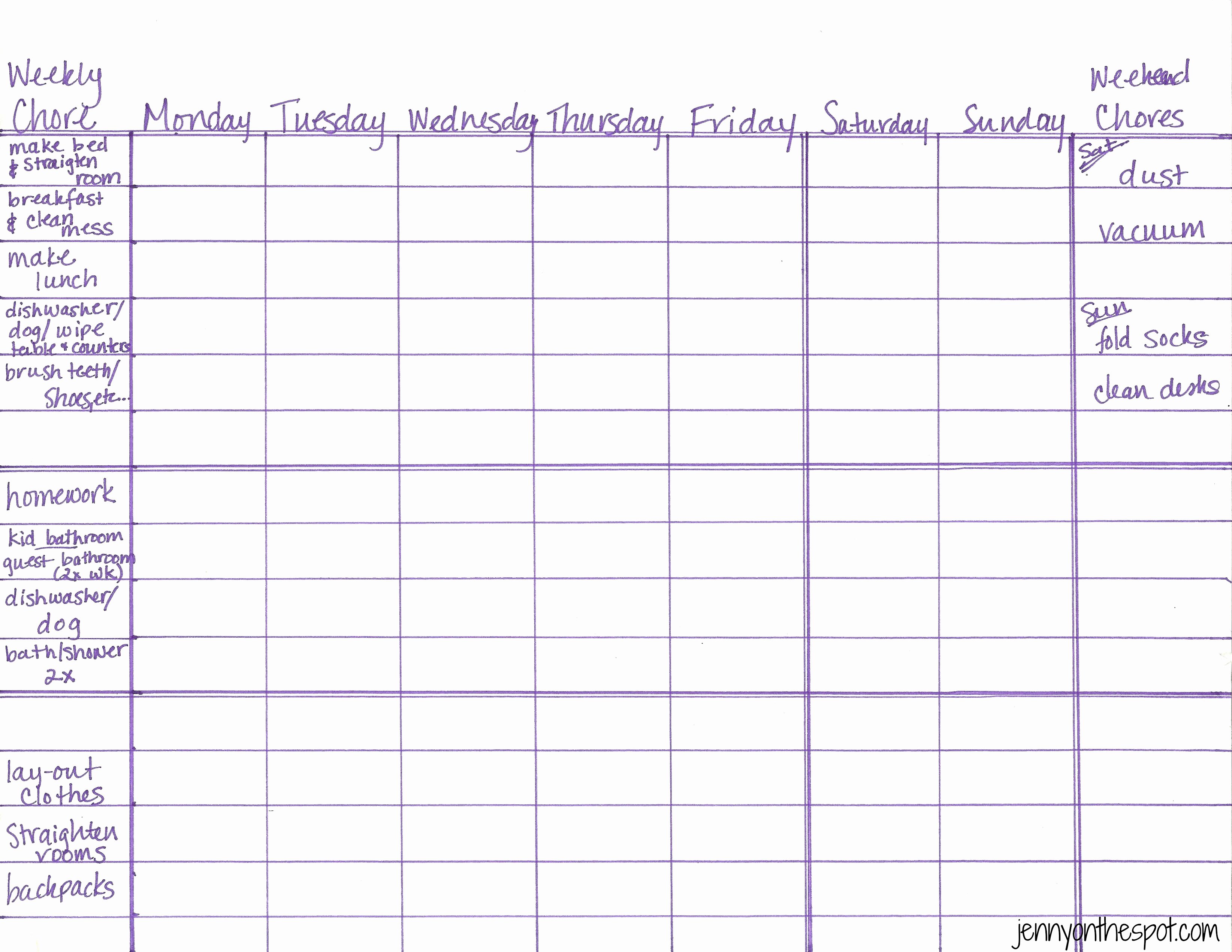 Chore Schedule for Family Fresh Joy Unexpected the Chore Chart Jenny the Spot