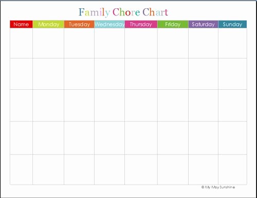Chore Schedule for Family Unique Family Chore Chart Printable