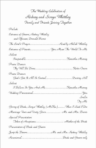 Christian Wedding Program Template Luxury Free Examples Of Wedding Program Wordings and Layouts From
