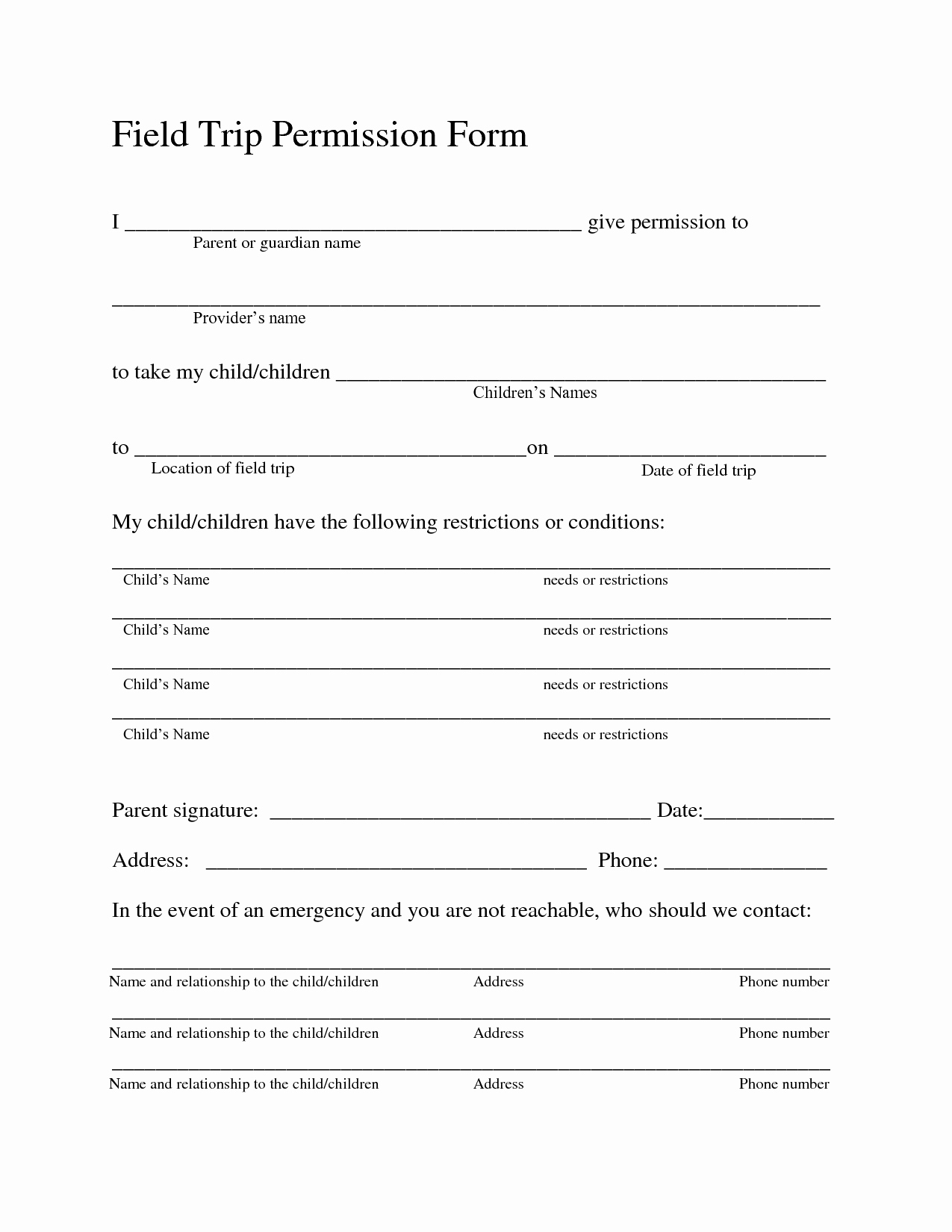 Church Field Trip Permission Slip Best Of Field Trip Permission forms