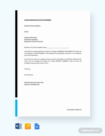 Church Resignation Letter for Pastors Best Of Free Munity Service Letter From Church Template