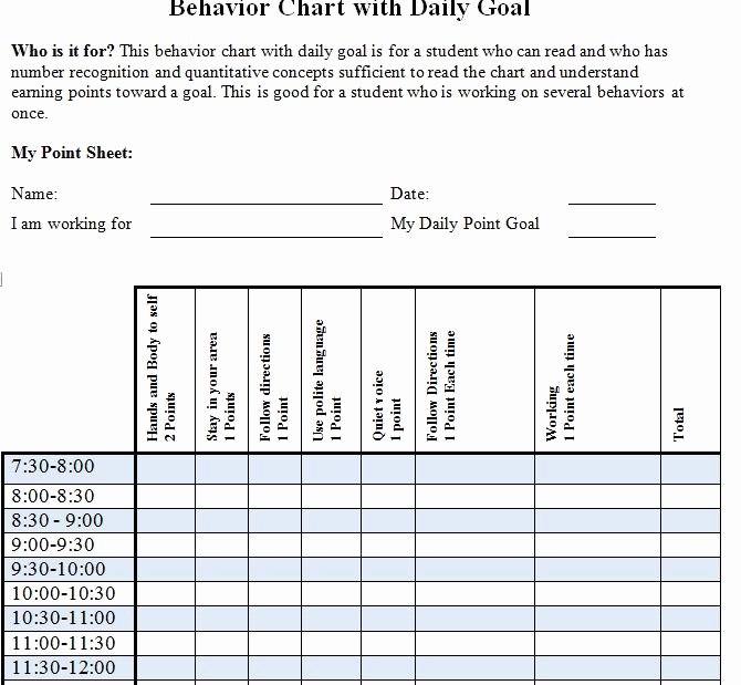 Classroom Behavior Chart Template Awesome Behavior Chart with Goal Template Template Haven