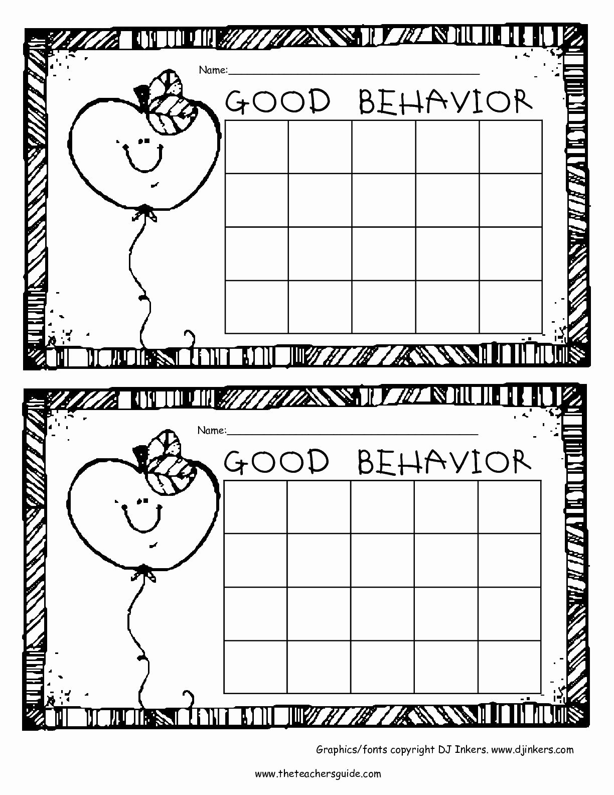 Printable Sticker Chart For Good Behavior