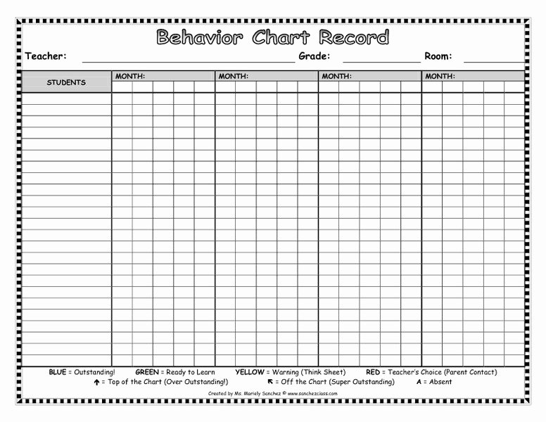 Classroom Behavior Chart Template Unique Behavior Chart Record Printables &amp; Template for