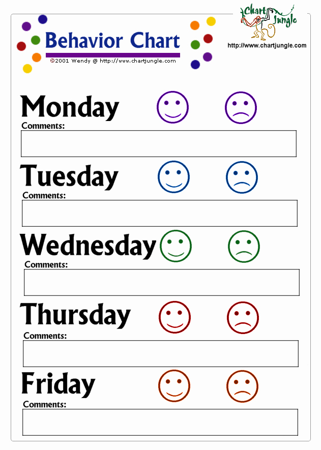 Printable Behavior Charts For Middle School