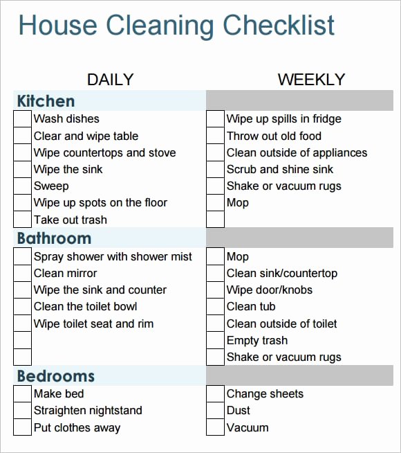 Cleaning Checklist Template Word Best Of 6 Free House Cleaning List Templates Excel Pdf formats