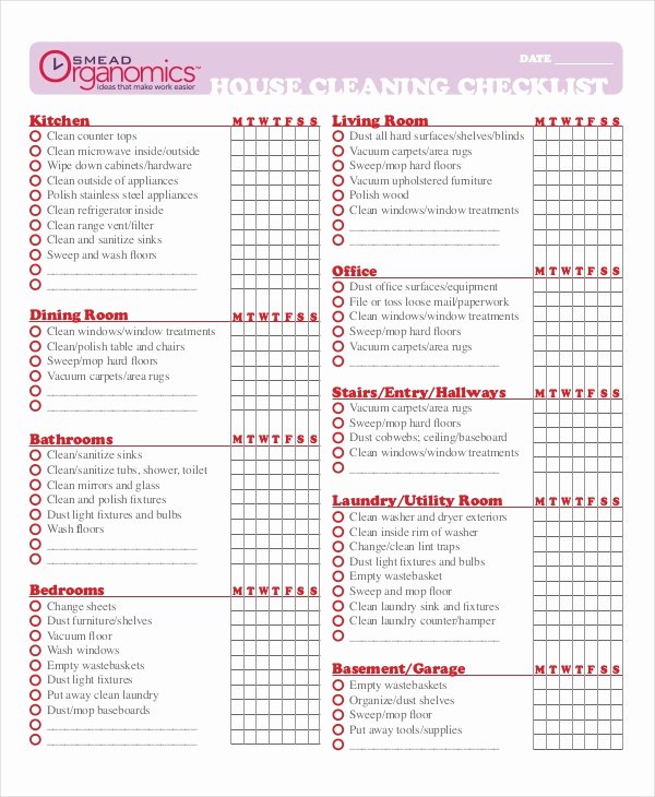 Cleaning Checklist Template Word Lovely Cleaning Checklist 31 Word Pdf Psd Documents Download