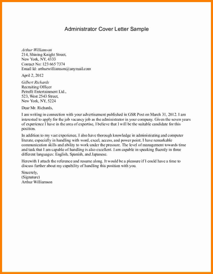 Clerical Cover Letter Examples Awesome 6 Administrative Cover Letter Samples