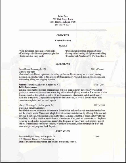 Clerical Cover Letter Examples Elegant Clerical Resume Examples Samples Free Edit with Word