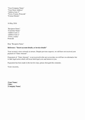 Collection Letter to Customer New Debt Collection Letter 7 Day Letter Template Download Free