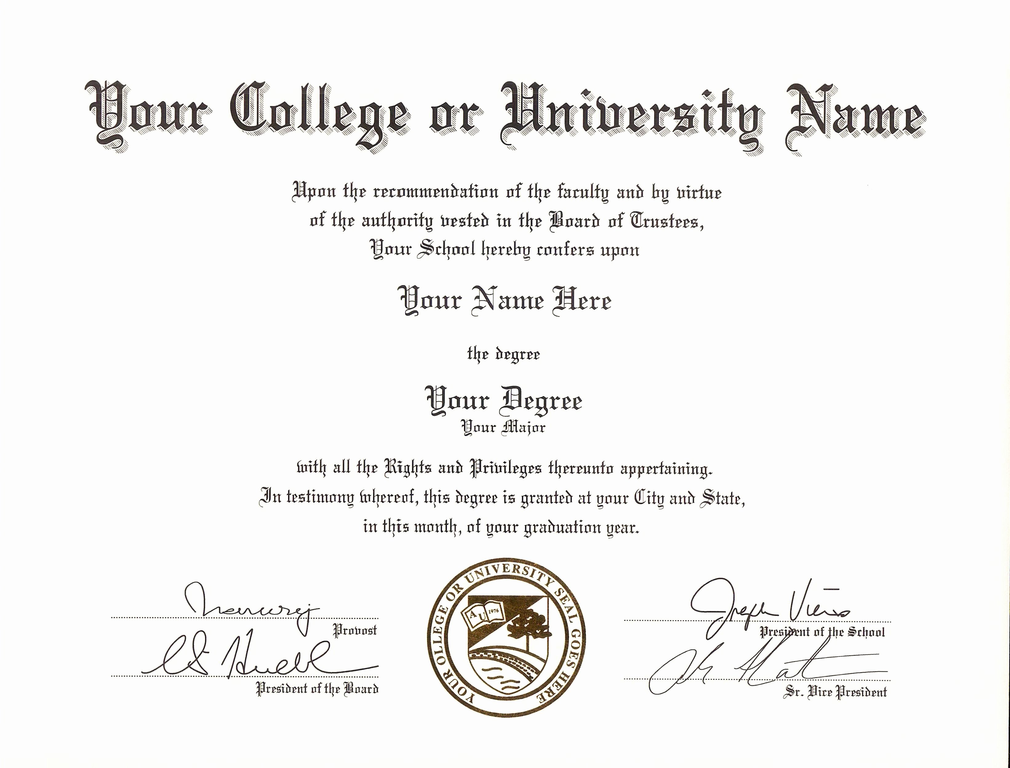 30 College Degree Certificate Templates Example Document Template