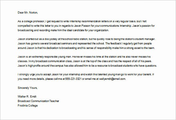 College Recommendation Letter format Unique 12 College Re Mendation Letters Doc Pdf