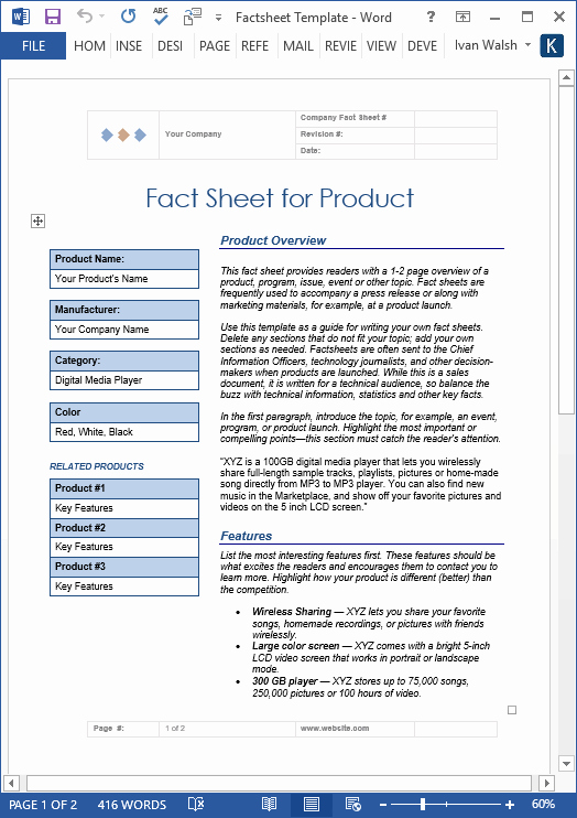 Company Fact Sheet Template Best Of Fact Sheet Template Ms Word – Templates forms