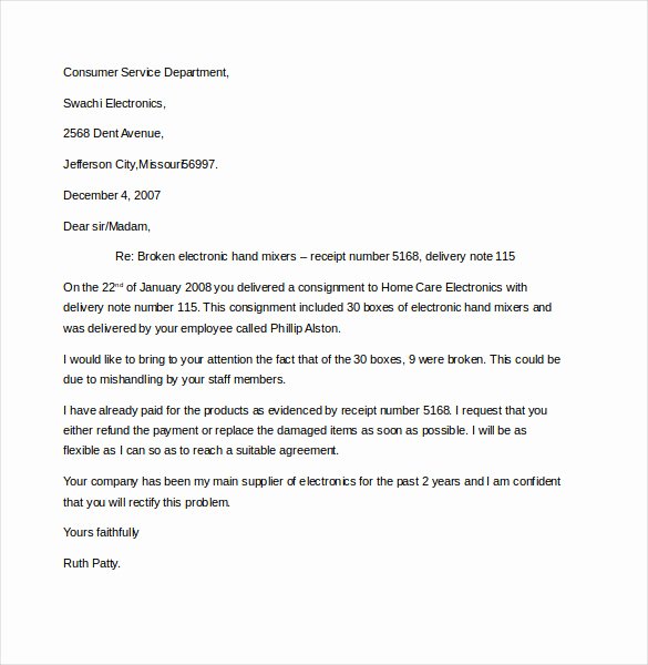 Complaint Letter to Company Inspirational Plaint Letter 22 Free Word Pdf Documents Download