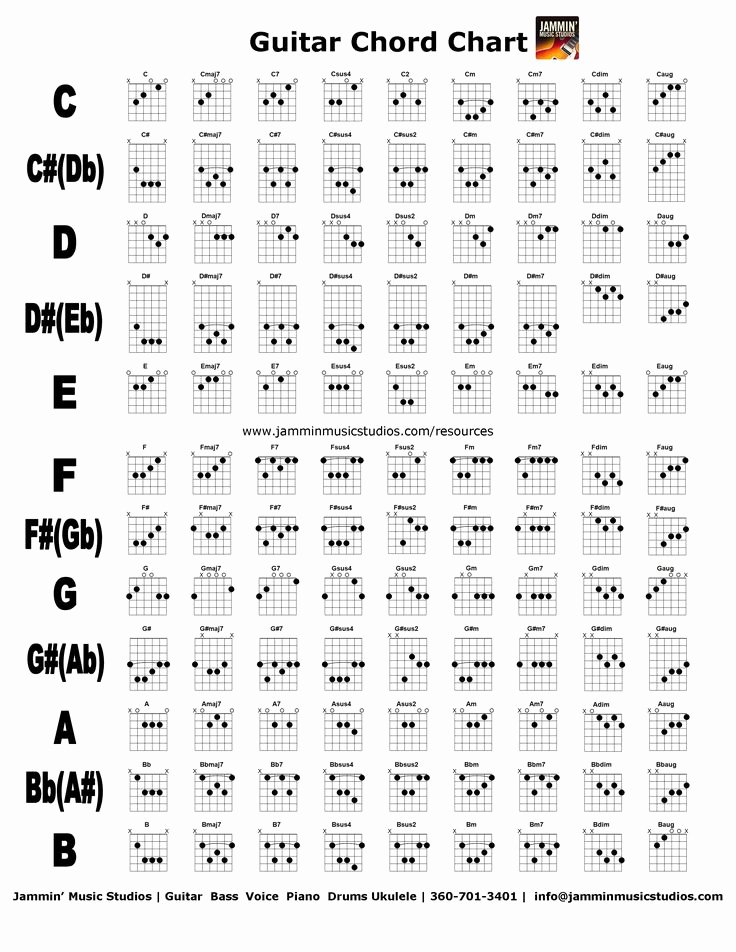 Complete Guitar Chord Chart Awesome Best 25 Guitar Chord Chart Ideas On Pinterest