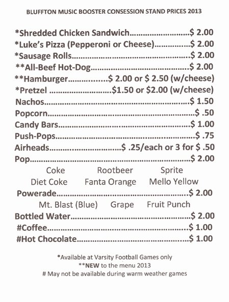 Concession Stand Price List Template Awesome Concession Stand Price List Template Populationthesis X