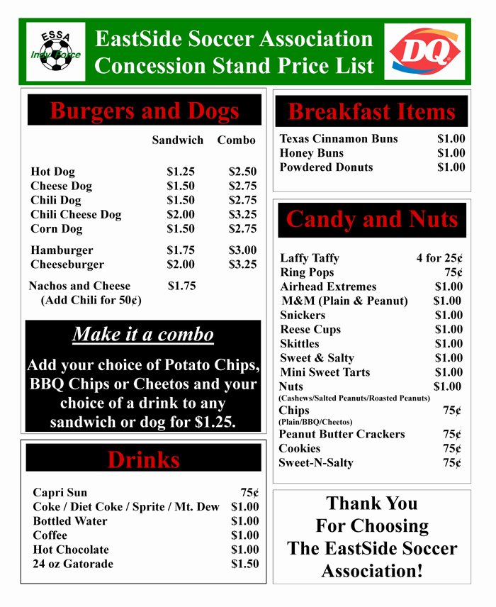 Concession Stand Price List Template Luxury 18 Of Concession Stand Price Sheet Template