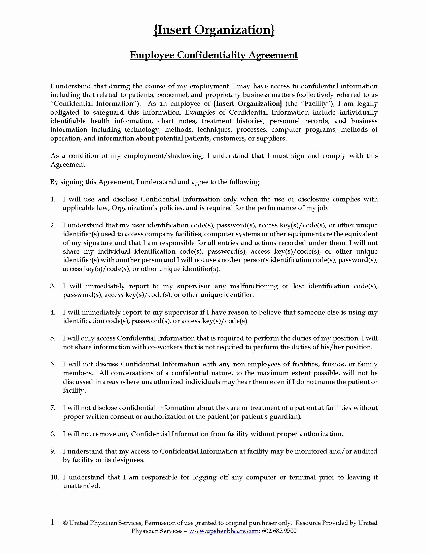 Confidentiality Clause for Documents Awesome Employee Confidentiality Agreement